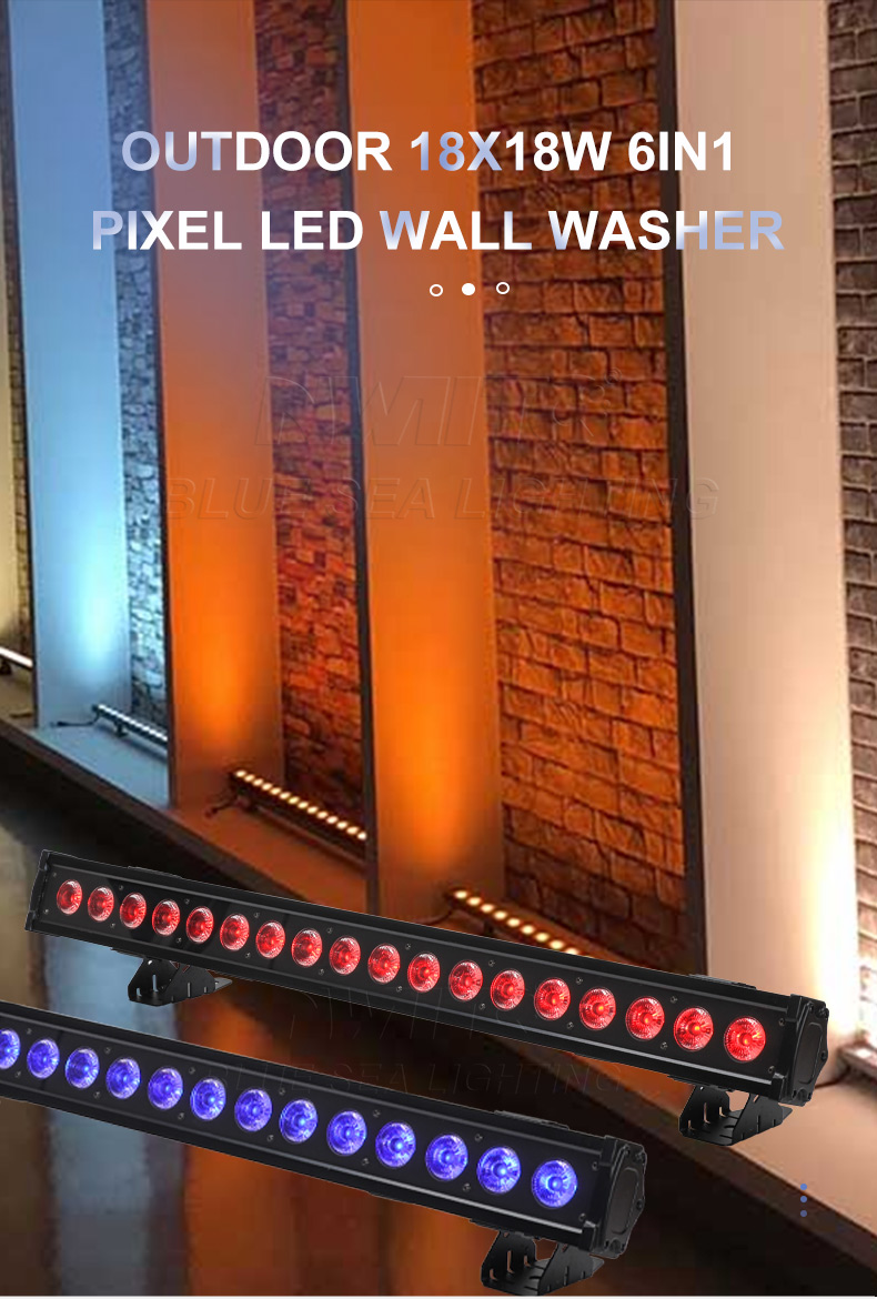 Outdoor 18*18W RGBWA UV 6in1 Pixel Led Wall Washer - BLUESEA